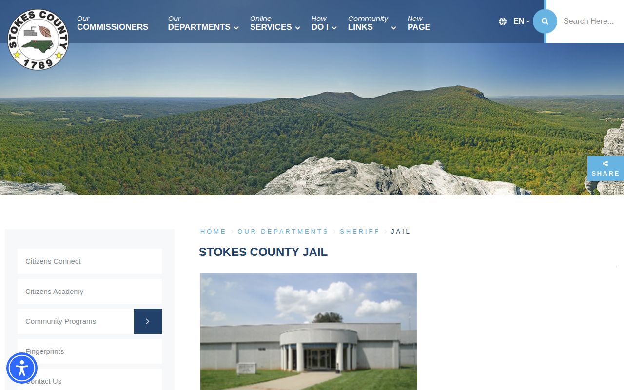 Stokes County Jail release records and facility details in Danbury
